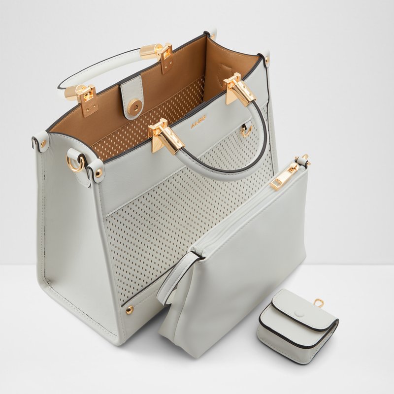 Aldo satchel torbica za nošenje na ramenu ili u ruci s odvojivom torbicom DASPIANI SYN MIX MAT - bijela 2