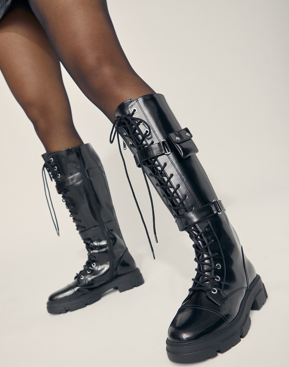 Aldo čizme do koljena SADIYA SYN SMOOTH - crna