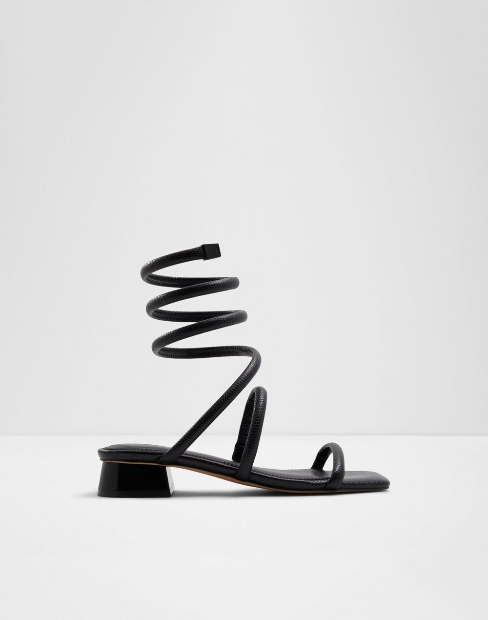 Aldo sandale na srednje visoku petu SPINNA SYN EMB LIZARD - crna